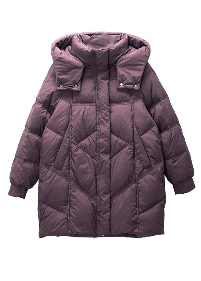 Manteau D'hiver En Duvet De Canard Chaud À Capuche Violet Bohème - Doudounes femmes