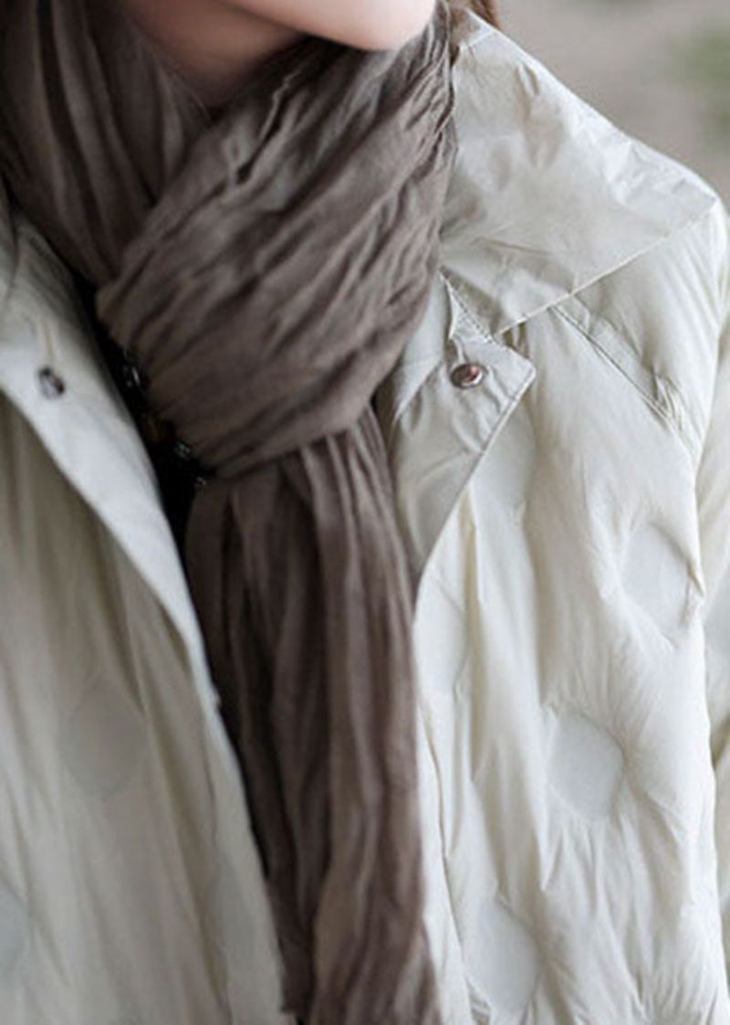 Manteau De Luxe En Duvet De Canard Avec Poches Noires Patchwork Mode Hiver - Beige