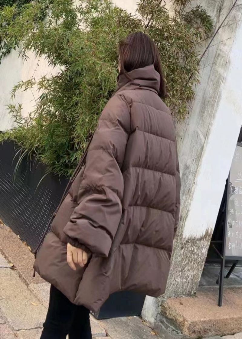 Manteaux En Duvet De Canard Pour Femmes Col Écharpe En Chocolat Pompon Surdimensionné Hiver - Doudounes femmes