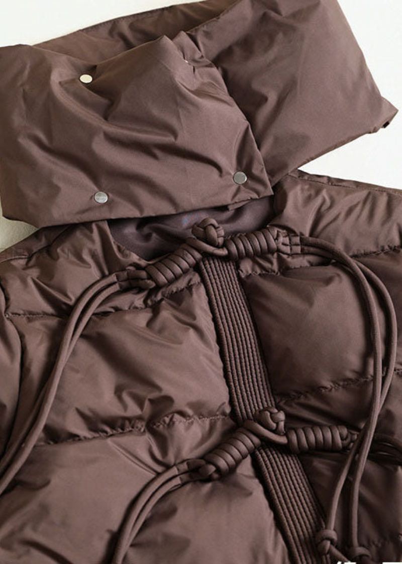 Manteaux En Duvet De Canard Pour Femmes Col Écharpe En Chocolat Pompon Surdimensionné Hiver - Doudounes femmes