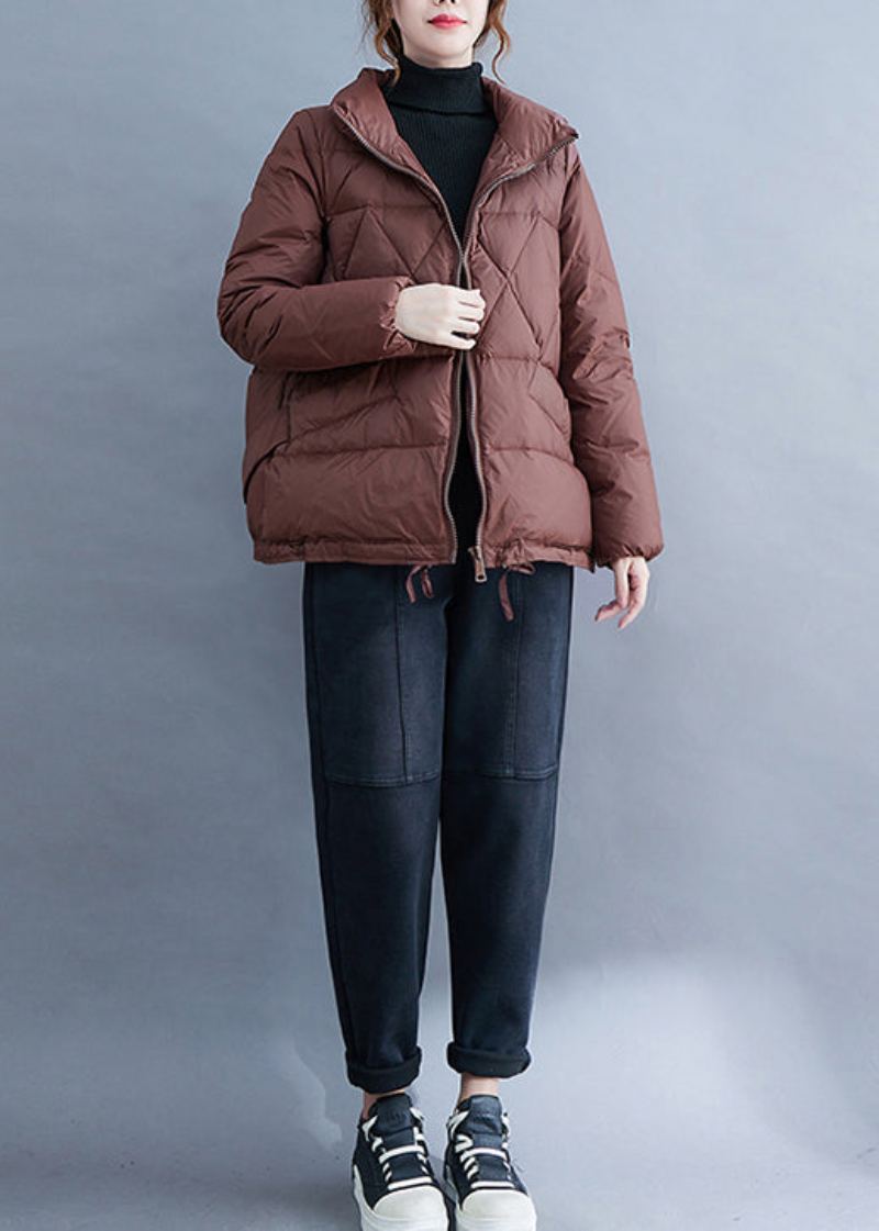 Manteaux Remplis De Coton Fin Avec Poches De Café Patchwork Fermeture Éclair Hiver - Doudounes femmes