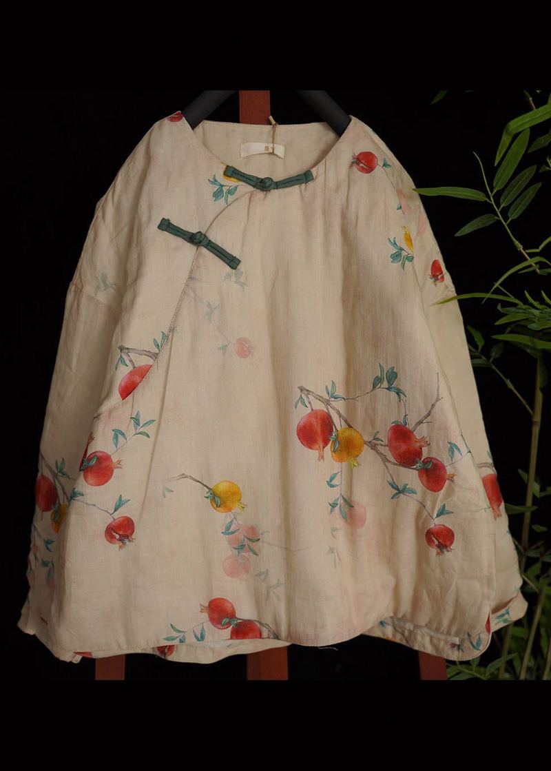 Manteaux Remplis De Coton Fin Beige Oriental À Col Rond