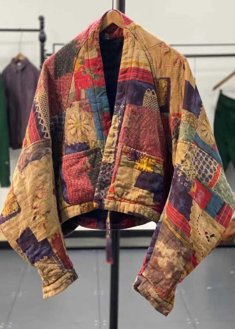 Manteaux Remplis De Coton Fin Imprimé Asymétrique Jaune Original Hiver