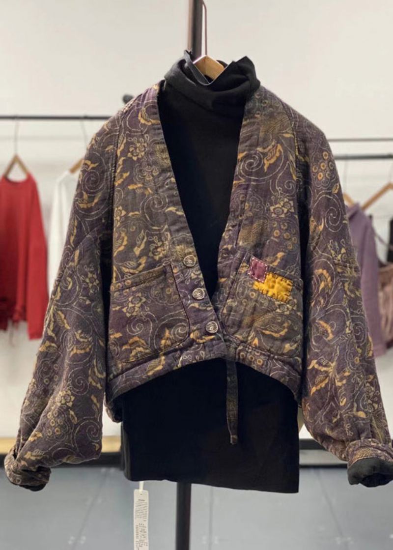 Manteaux Remplis De Coton Fin Imprimé Asymétrique Jaune Original Hiver - Doudounes femmes