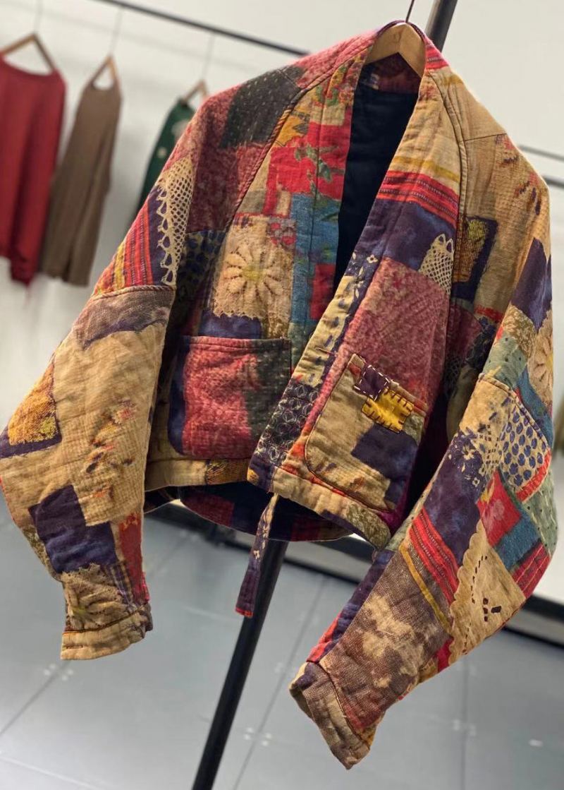 Manteaux Remplis De Coton Fin Imprimé Asymétrique Jaune Original Hiver - Doudounes femmes