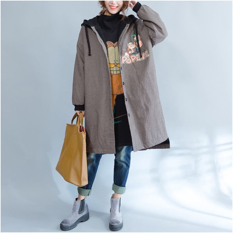 Nouveau Kaki Imprime Femmes Parka Décontracté À Capuche Chaud Hiver Manteau Fine Épais Manteaux