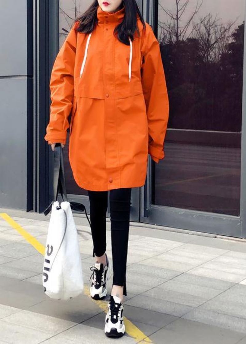 Nouveau Manteau Duvet De Canard Orange Grande Taille Parka Femme À Capuche Avec Fermeture Éclair Manteaux - Blanc