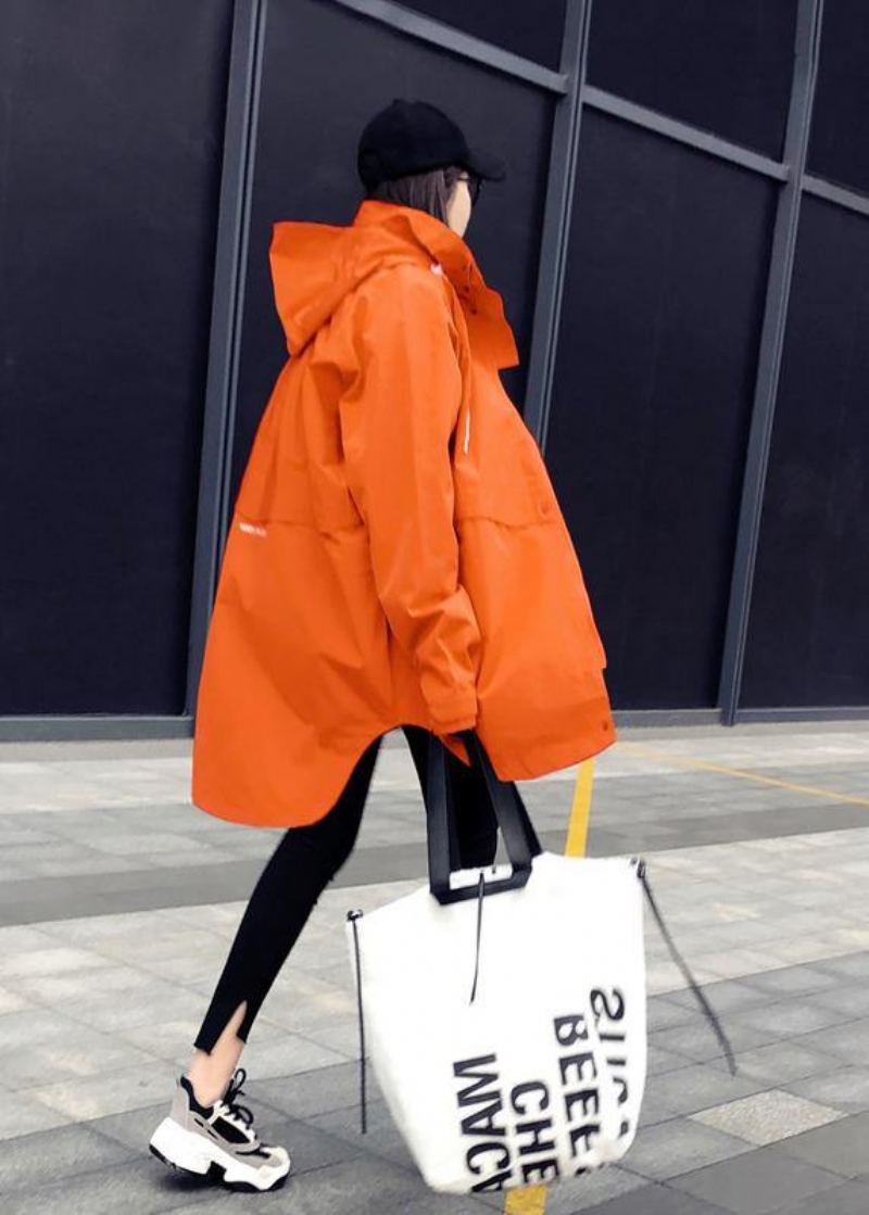 Nouveau Manteau Duvet De Canard Orange Grande Taille Parka Femme À Capuche Avec Fermeture Éclair Manteaux - Blanc