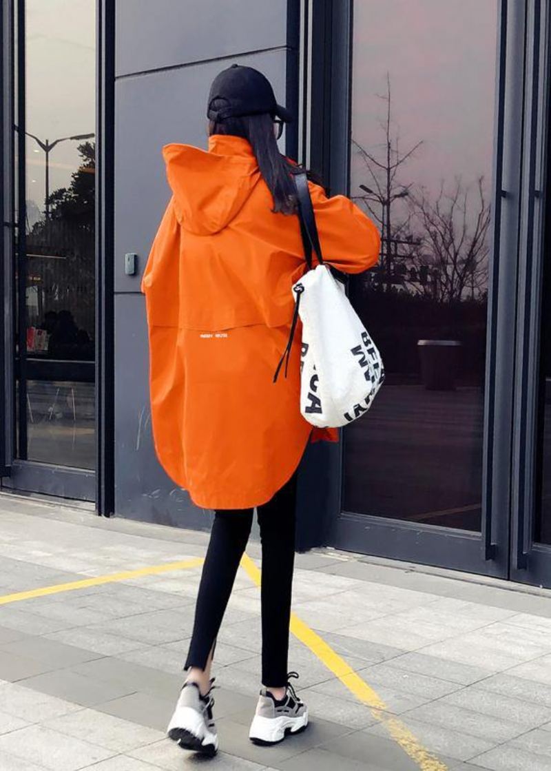 Nouveau Manteau Duvet De Canard Orange Grande Taille Parka Femme À Capuche Avec Fermeture Éclair Manteaux - Blanc