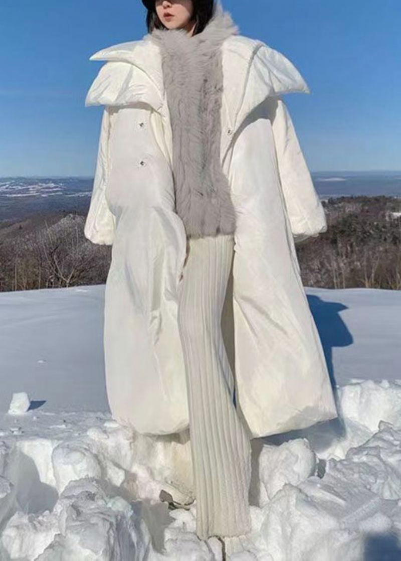 Parka D'hiver En Coton Fin Avec Poches Blanches Françaises Cravate À La Taille