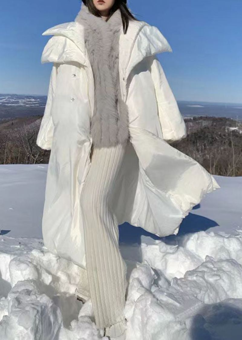 Parka D'hiver En Coton Fin Avec Poches Blanches Françaises Cravate À La Taille - Doudounes femmes