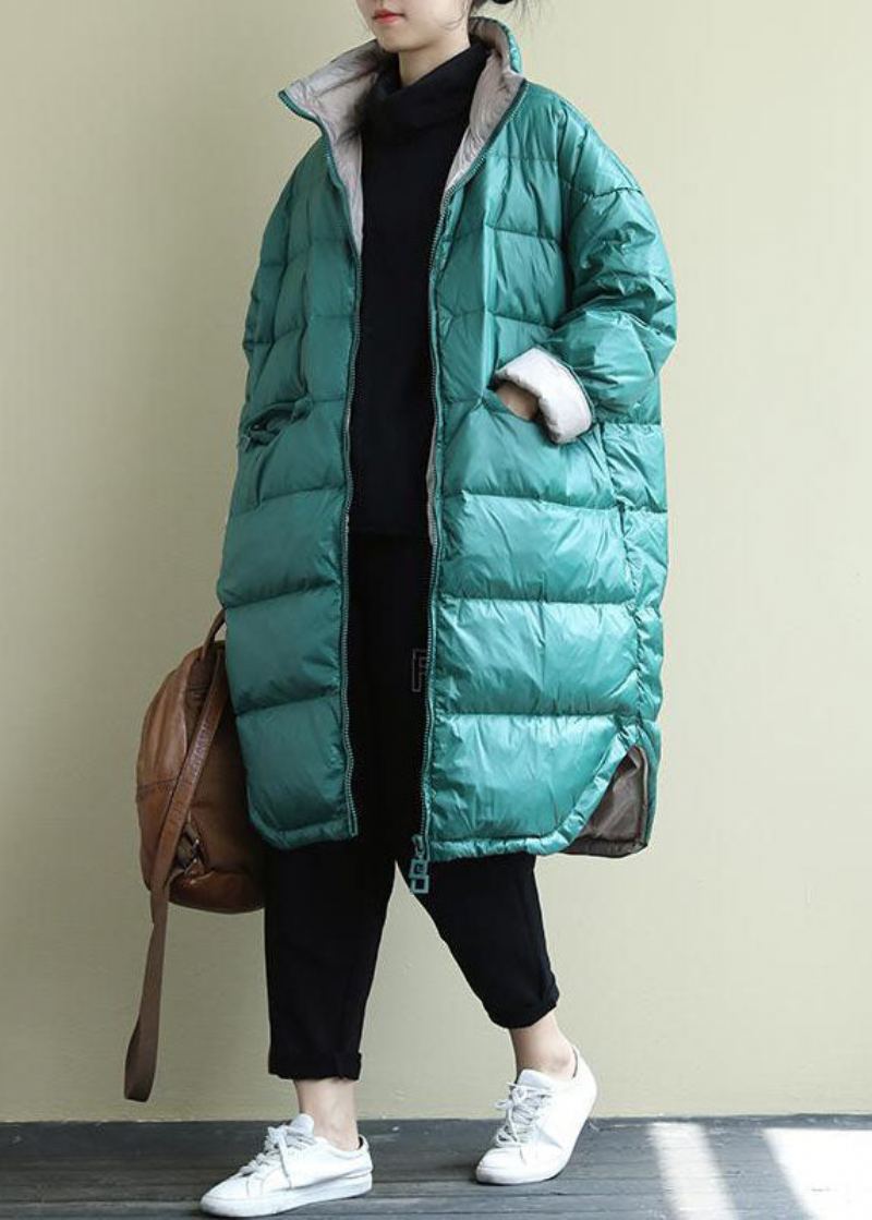 Parkas D'hiver Remplis De Coton Fin Épais Bleu Vert Avec Fermeture Éclair - Doudounes femmes