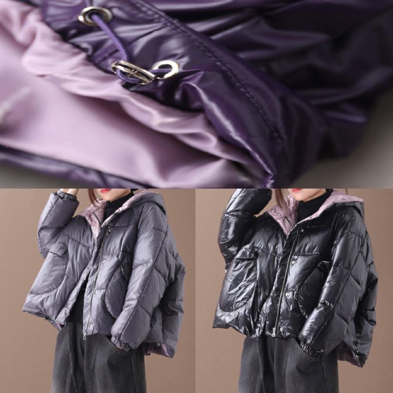 Parkas De Luxe Violet Pour Femmes Manteaux D'hiver À Capuche Vêtements Épais - Doudounes femmes