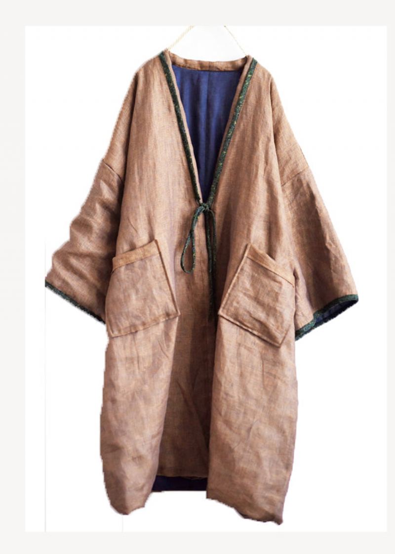 Poches De Café Rétro À Lacets Grande Taille Manteau Rempli De Coton Fin Hiver - Doudounes femmes