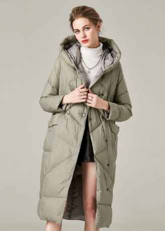 Veste À Capuche Verte Biologique Avec Poches Et Boutons En Duvet De Canard Chaud Canada Goose Pour L'hiver