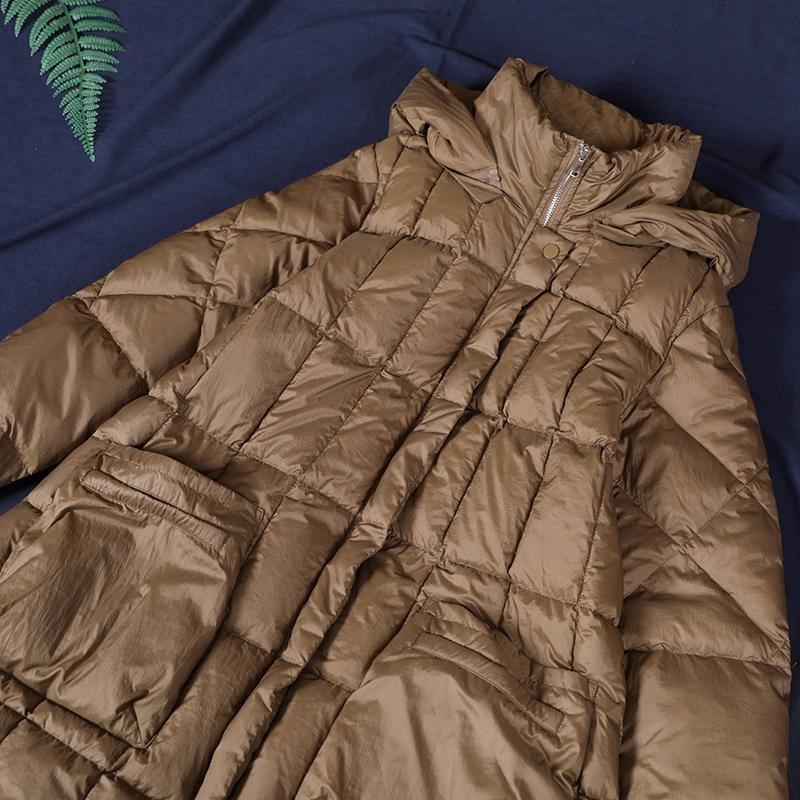 Veste En Coton De Grande Taille À La Mode Vêtements D'extérieur D'hiver Manteau En À Capuche Et Fermeture Éclair Chocolat - Doudounes femmes