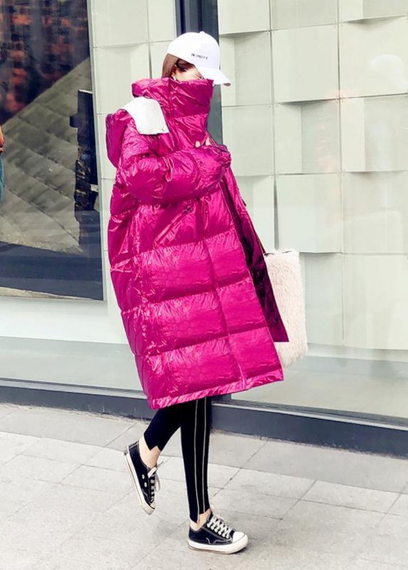 Veste D'hiver Surdimensionnée Chaude Manteaux Doudoune Rose À Capuche Et Fermeture Éclair Pour Femme - Vert