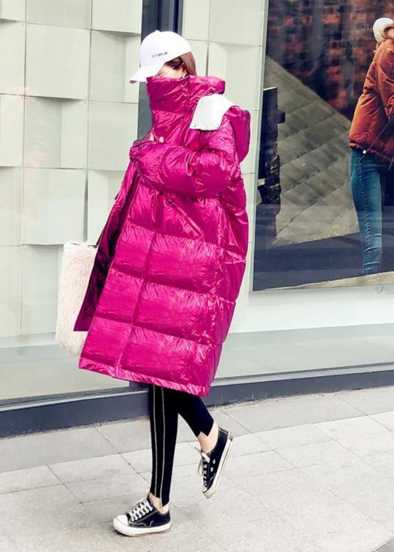 Veste D'hiver Surdimensionnée Chaude Manteaux Doudoune Rose À Capuche Et Fermeture Éclair Pour Femme - Vert