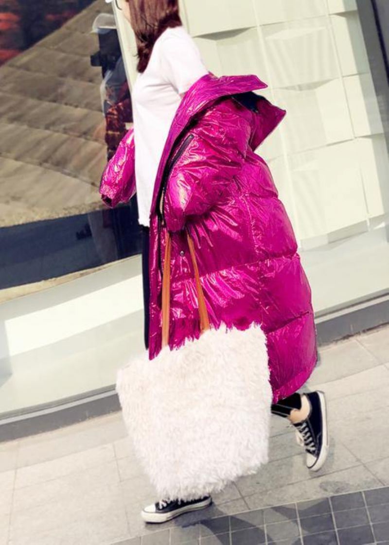 Veste D'hiver Surdimensionnée Chaude Manteaux Doudoune Rose À Capuche Et Fermeture Éclair Pour Femme - Vert