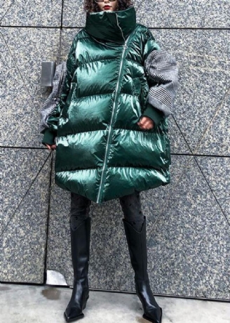 Vestes Fines Surdimensionnées Manteaux D'hiver Parkas Verts Épais À Col Haut Pour Femmes