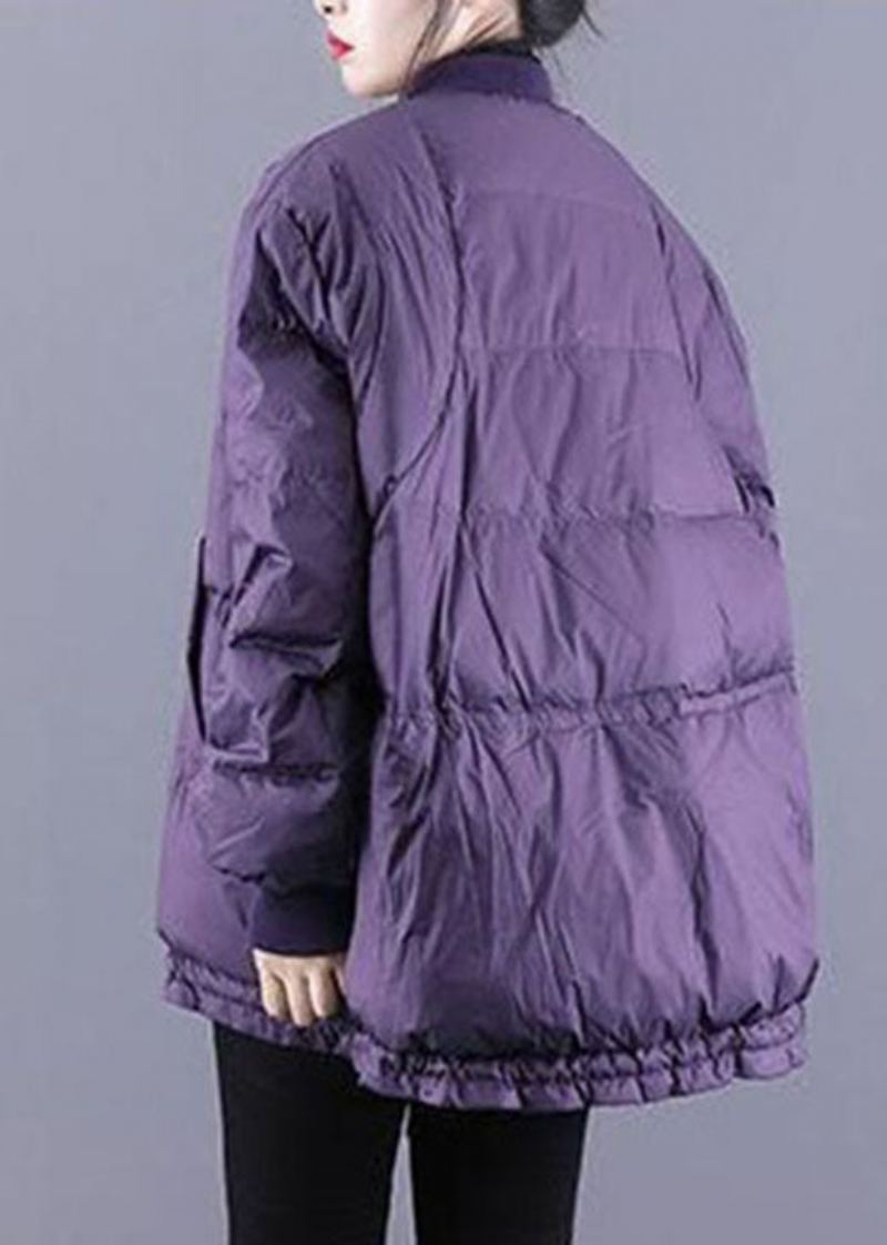 Vestes D'hiver Épaisses Remplies De Coton Fin Avec Fermeture Éclair Et Cordon De Serrage Art Purple - Doudounes femmes