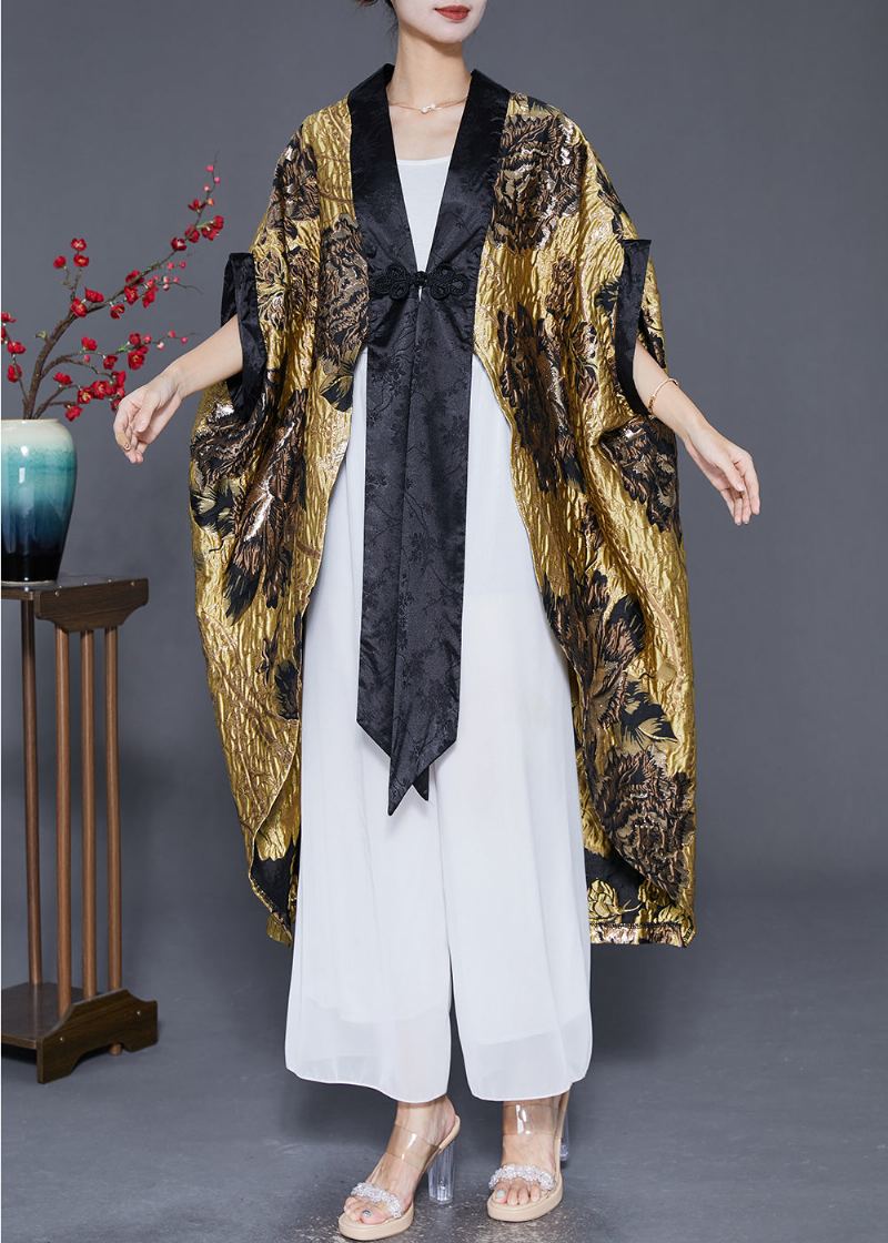 Cardigan En Soie Jacquard Surdimensionné Jaune Original Automne - Cardigans femmes