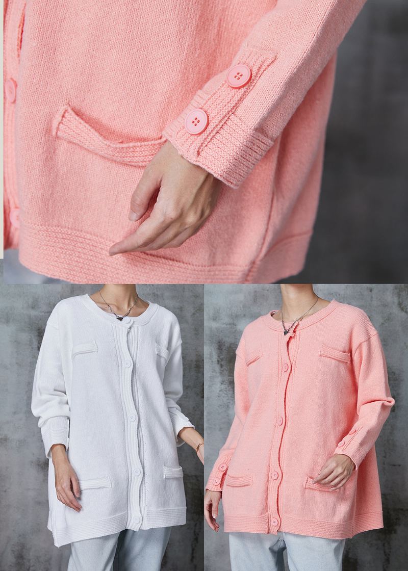 Cardigan En Tricot Rose Boutonné Surdimensionné Printemps - Cardigans femmes