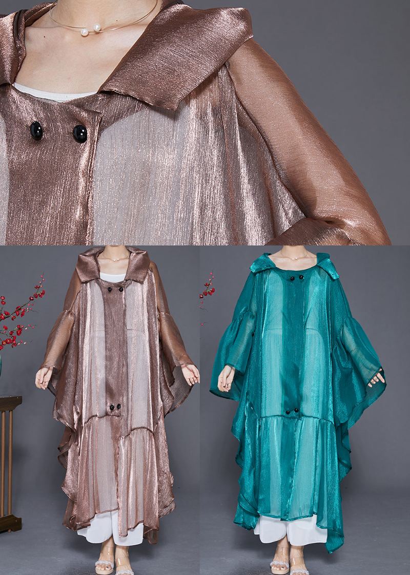 Cardigans En Soie Ample Vert Fluo Upf 50+ À Capuche Manches Chauve-souris - Cardigans femmes