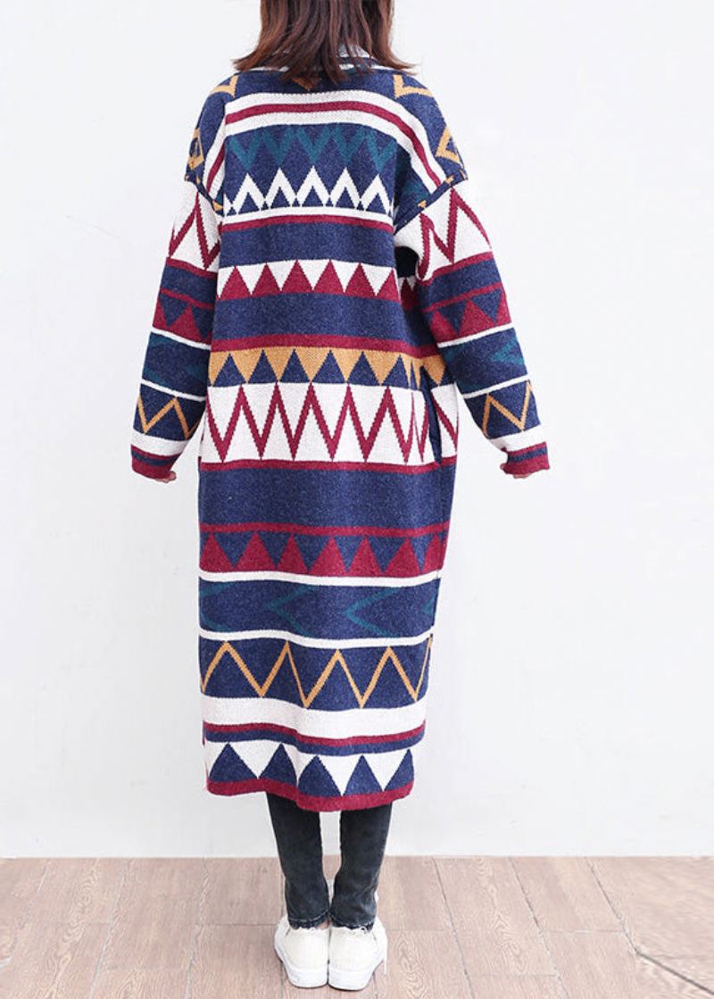 Cardigans En Tricot De Coton Multicolores À La Mode Amples Et Décontractés À Manches Longues Manteaux De Pull Ajustés - Cardigans femmes
