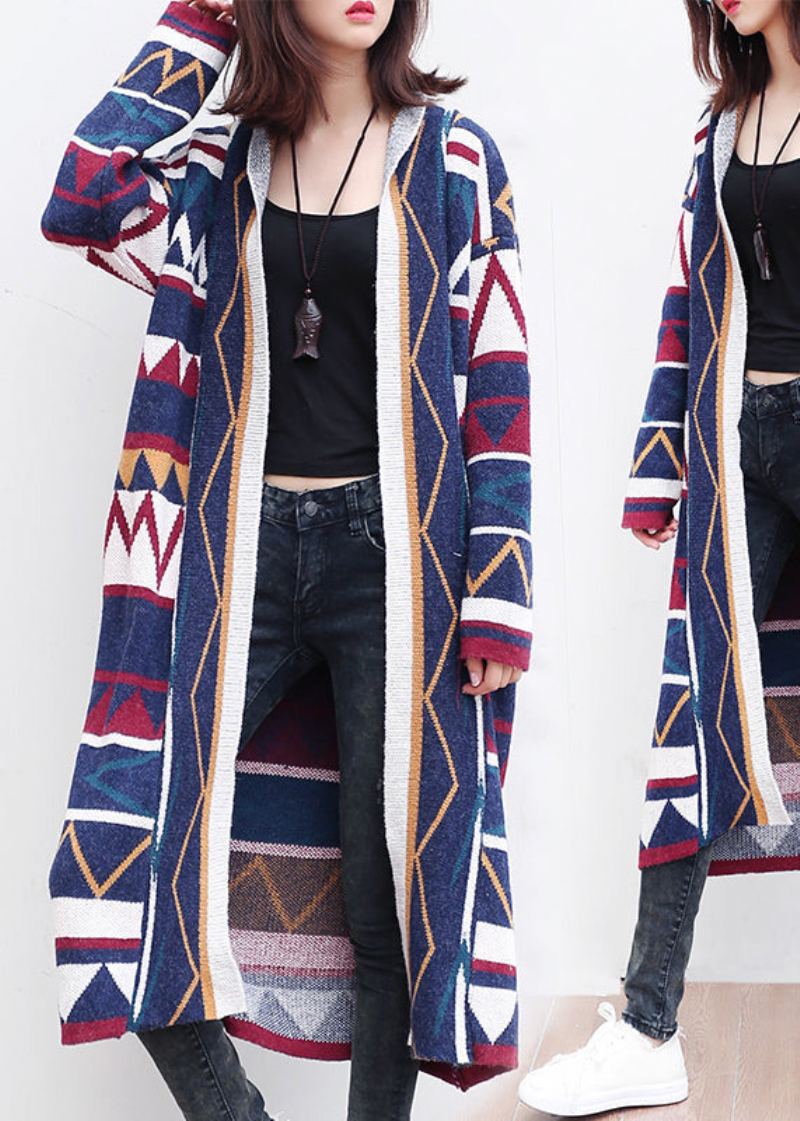 Cardigans En Tricot De Coton Multicolores À La Mode Amples Et Décontractés À Manches Longues Manteaux De Pull Ajustés - Cardigans femmes