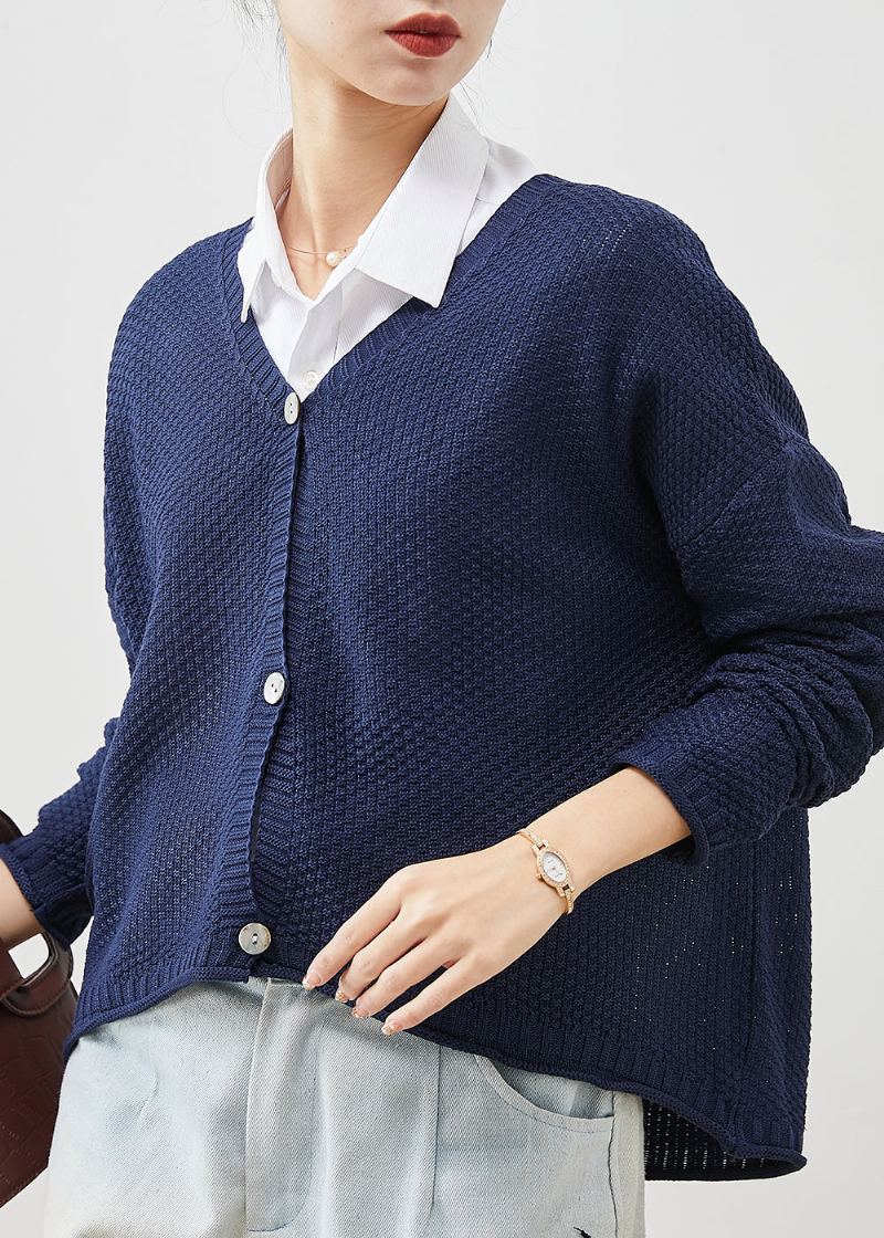 Cardigans En Tricot Surdimensionnés Bleu Marine Biologique Printemps