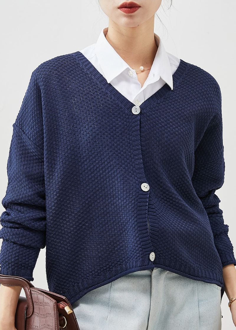Cardigans En Tricot Surdimensionnés Bleu Marine Biologique Printemps - Cardigans femmes