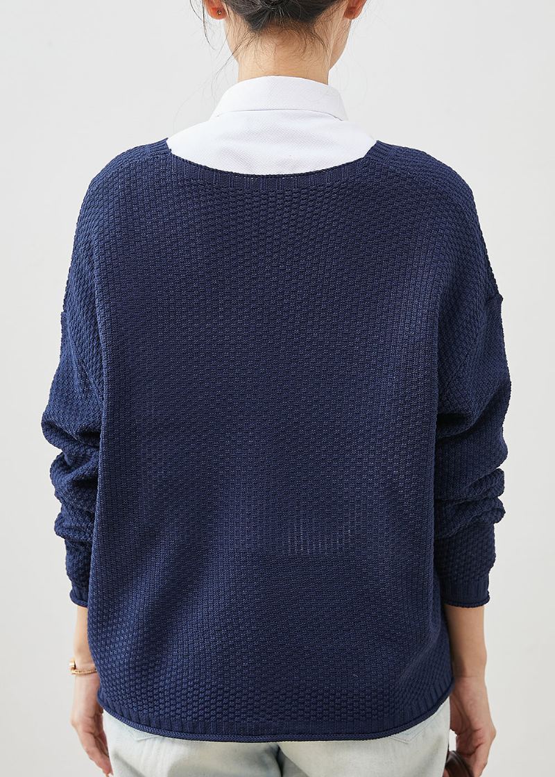 Cardigans En Tricot Surdimensionnés Bleu Marine Biologique Printemps - Cardigans femmes
