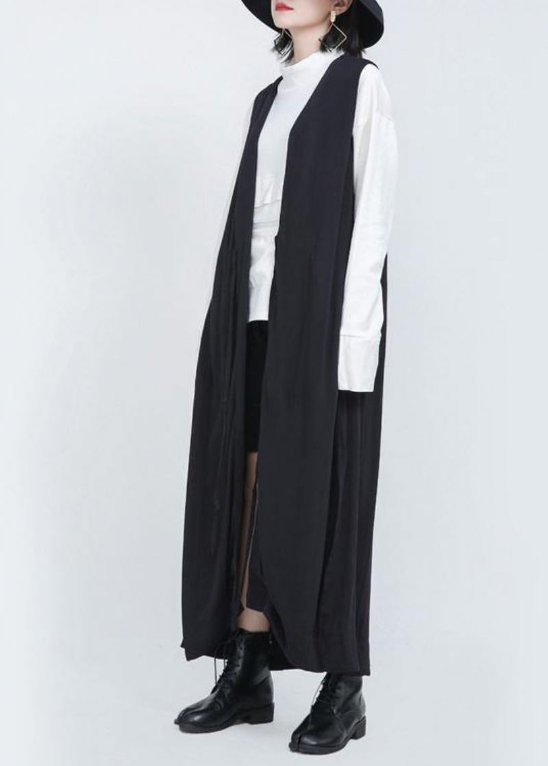 Gilet Ample Et Long Sans Manches Noir Nouvelle Collection Été 2024 - Cardigans femmes