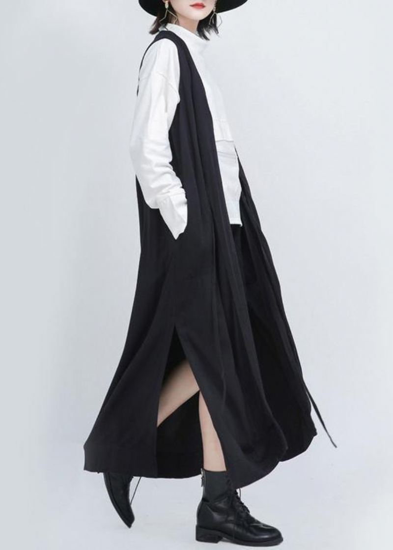 Gilet Ample Et Long Sans Manches Noir Nouvelle Collection Été 2024 - Cardigans femmes