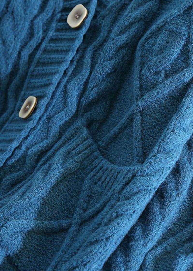 Pour Le Printemps Vêtements D'extérieur En Tricot À Col En V Manteaux En Bleus Amples À Deux Poches - Rose