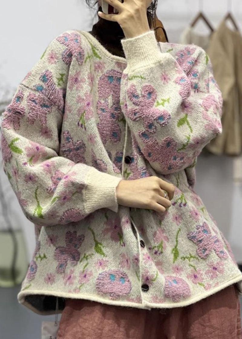 Pull En Tricot Épais Avec Boutons Jacquard Décontracté Et Polyvalent Grande Taille Automne - Cardigans femmes