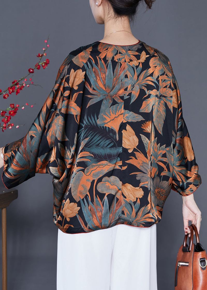 Vêtements Imprimés Surdimensionnés Noirs Modernes Des Deux Côtés Cardigans En Soie Printemps - Cardigans femmes