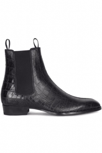 Bottines Chelsea Compensées Exclusives À Enfiler À Motif Paris Stone En Cuir Faites À La Main