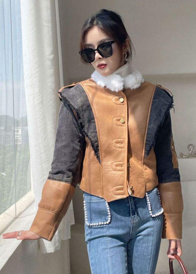 Belles Vestes En Denim Asymétrique Bleu Patchwork Hiver - Bleu