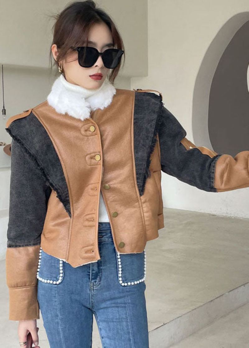 Belles Vestes En Denim Asymétrique Bleu Patchwork Hiver - Bleu