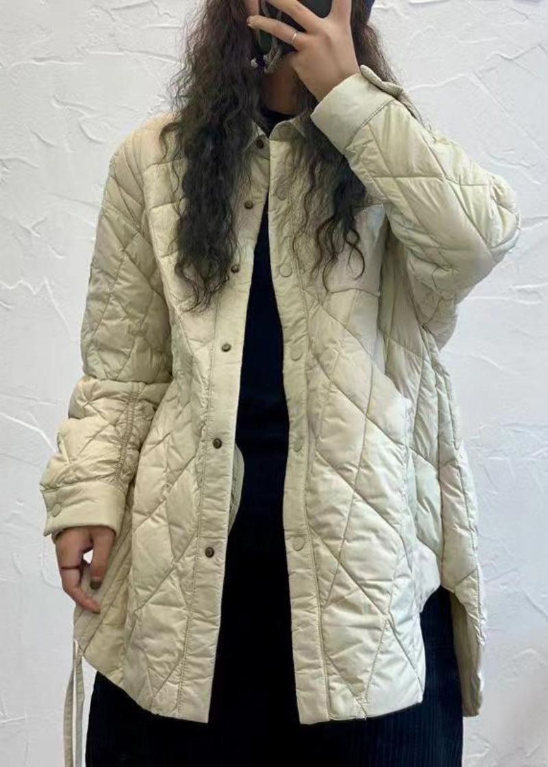 Bohème Gris Col Claudine À Lacets Patchwork Duvet De Canard Manteau Hiver - Manteaux d'hiver femmes