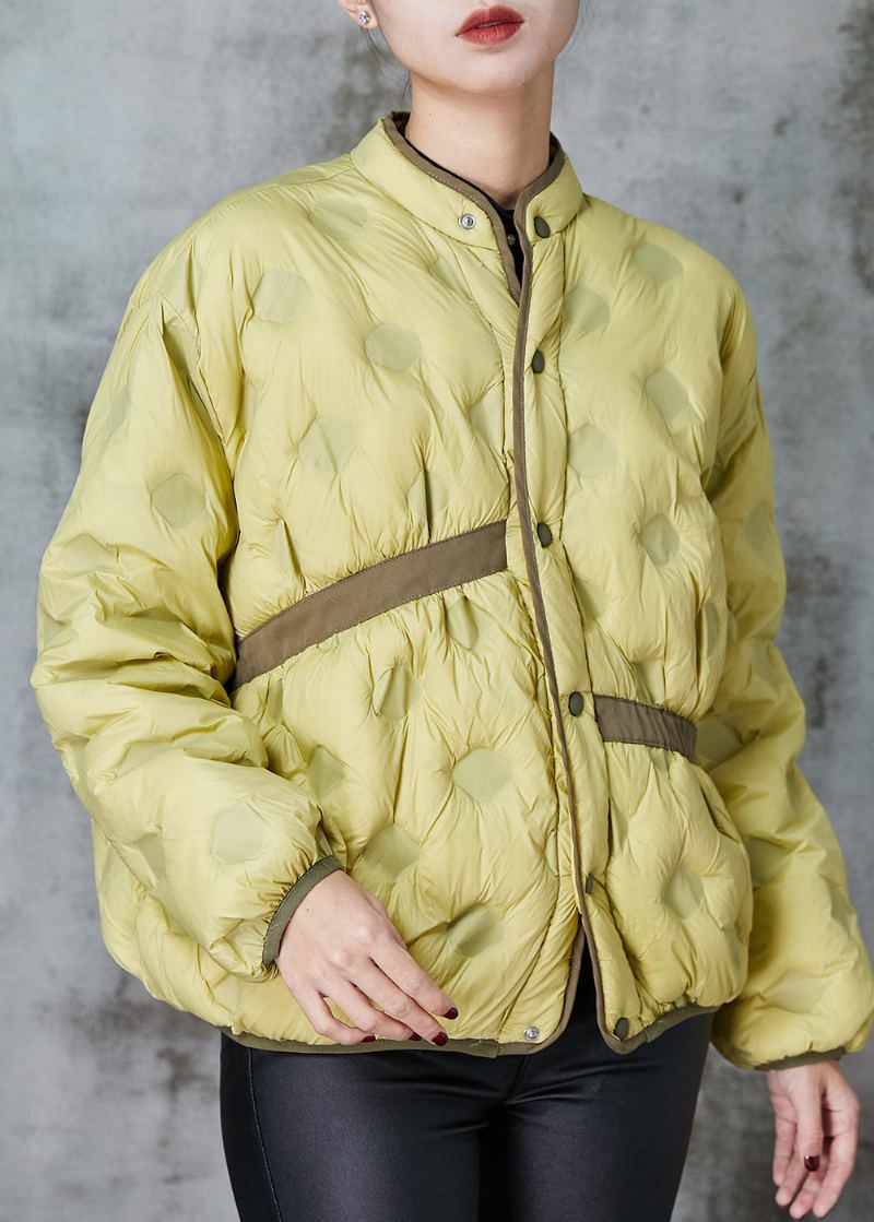 Femmes Herbe Vert Asymétrique Patchwork Duvet De Canard Manteau Printemps - Manteaux d'hiver femmes