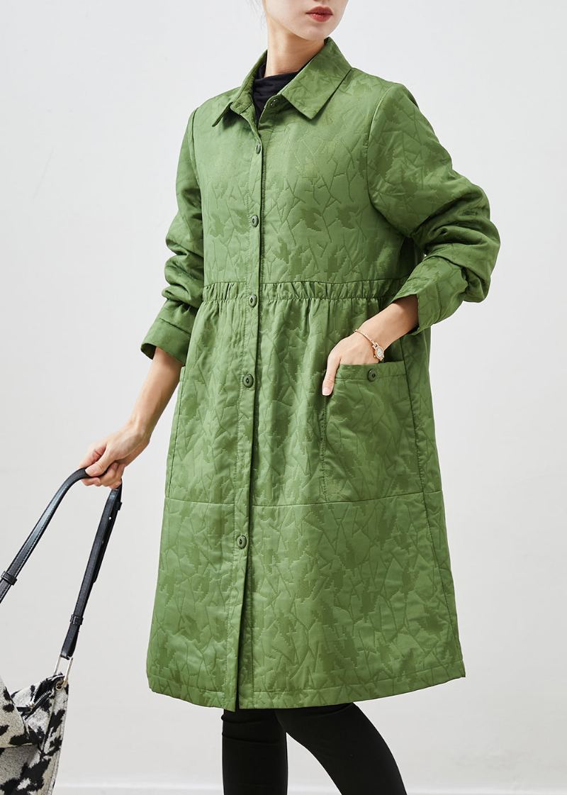 Femmes Herbe Vert Surdimensionné Patchwork Fin Coton Rempli Manteaux Hiver - Manteaux d'hiver femmes
