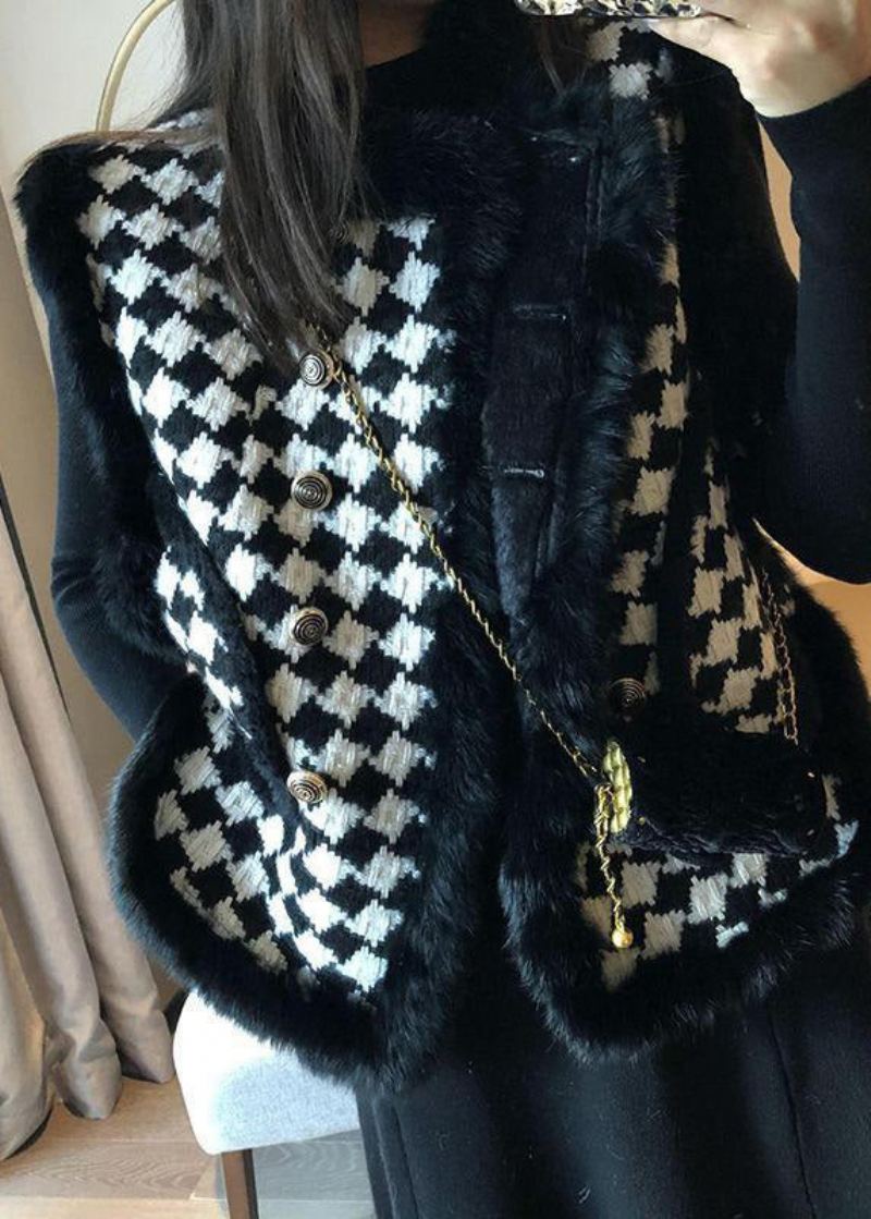 Gilet Polaire Chaud Sans Manches Café Français Design Bas Et Haut - Manteaux d'hiver femmes
