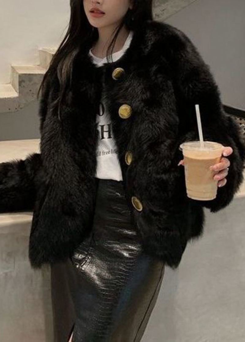 Manteau Épais Et Moelleux À Col Rond Blanc Manches Longues Diy - Blanc