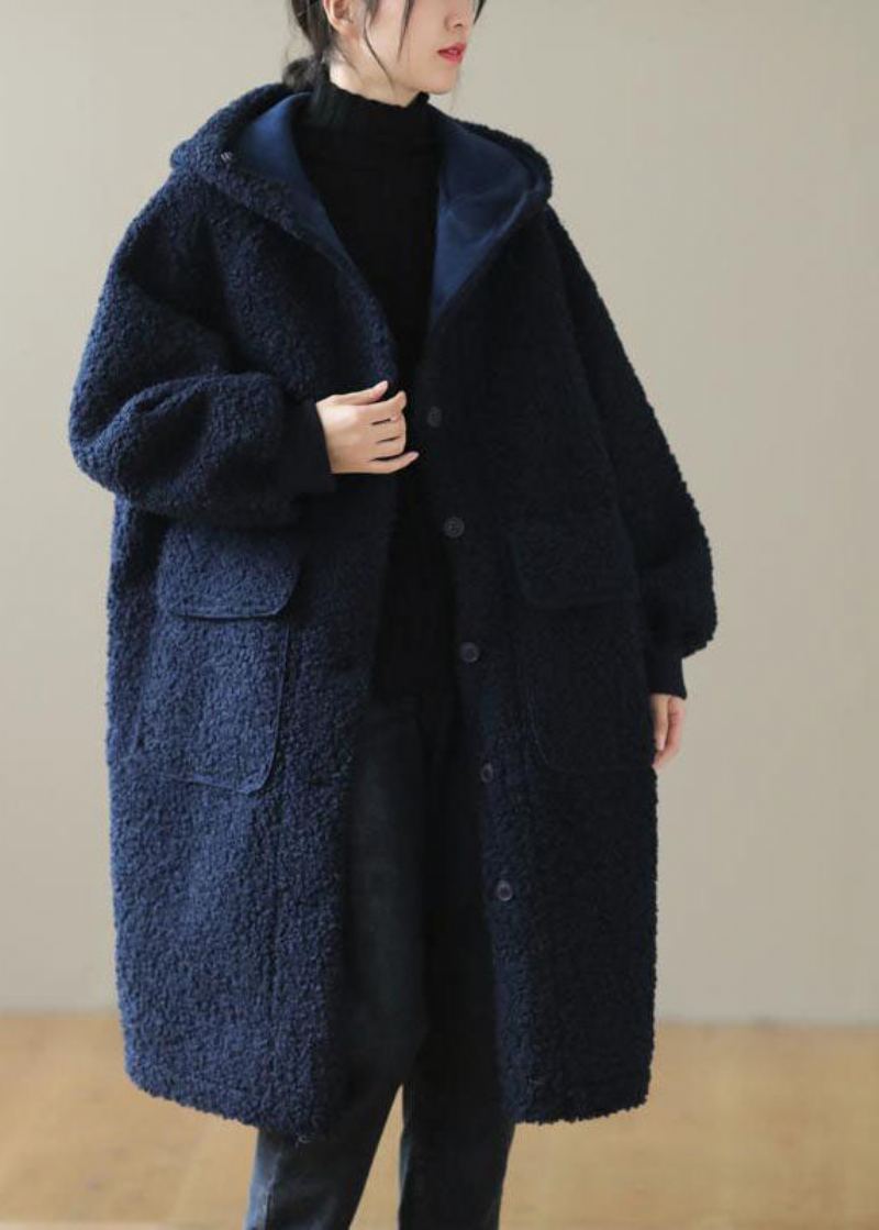 Manteau D'hiver En Fausse Fourrure Avec Bouton À Capuche Pour Femme - Manteaux d'hiver femmes