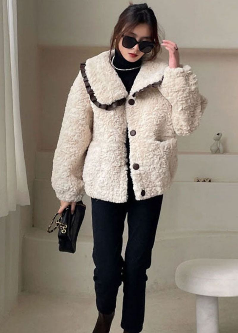 Manteau D'hiver En Fausse Fourrure À Boutons Et Col Peter Pan Abricot Bricolage - Manteaux d'hiver femmes