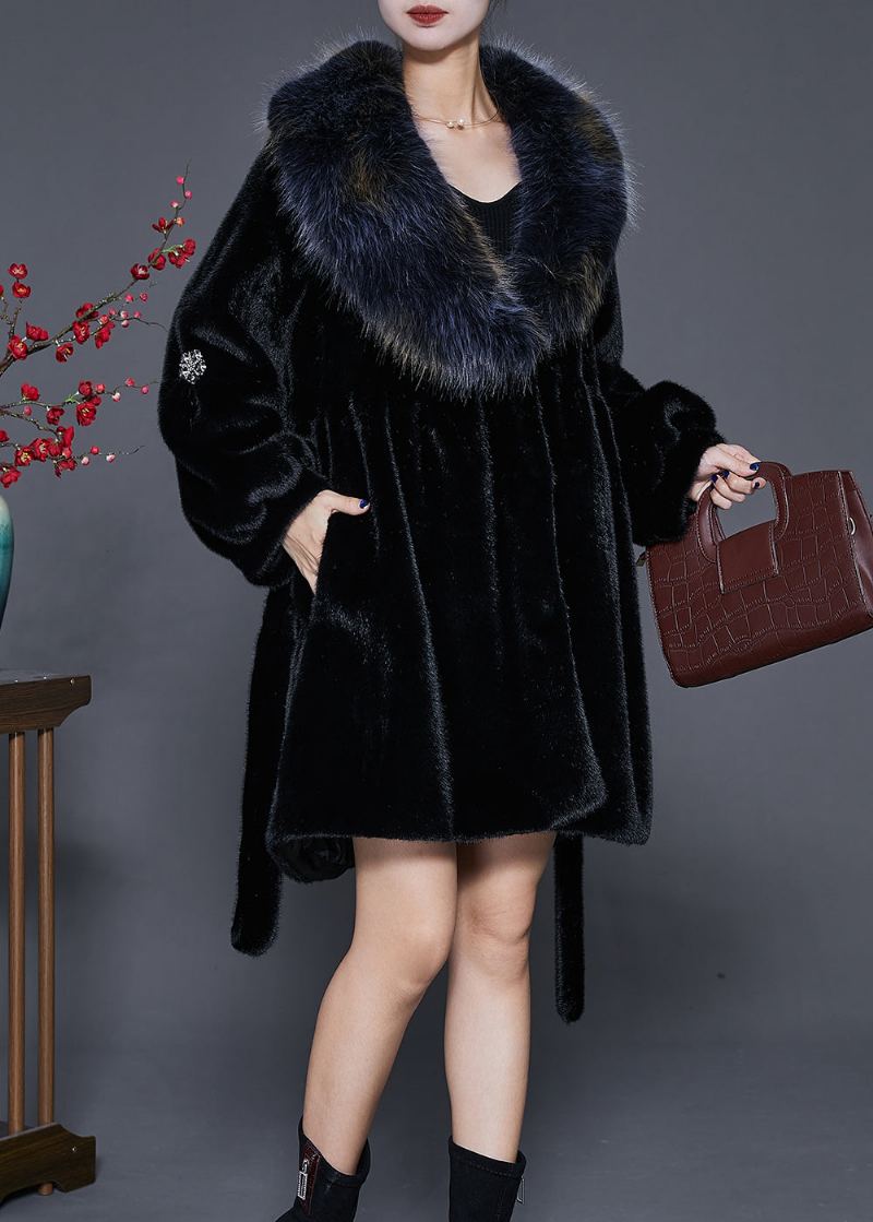 Manteau Noir Épais En Simili Cuir Et Fourrure Vêtements D'extérieur Surdimensionnés Pour L'hiver - Manteaux d'hiver femmes