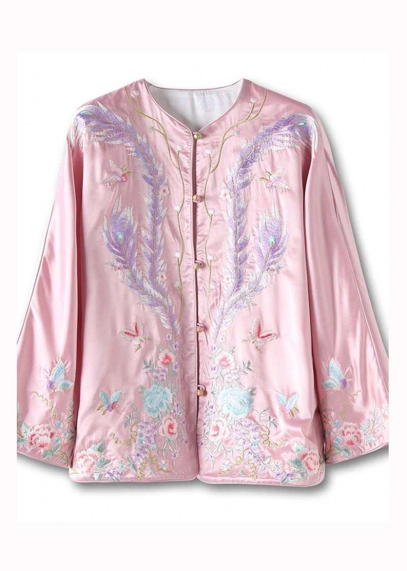 Manteau En Soie Brodé Vert De Style Chinois Automne - Manteaux d'hiver femmes